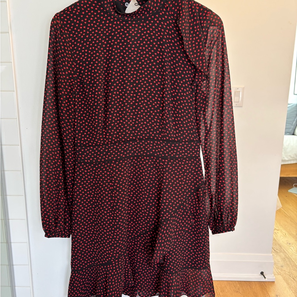 Elegant Black and Red Polka Dot Dress